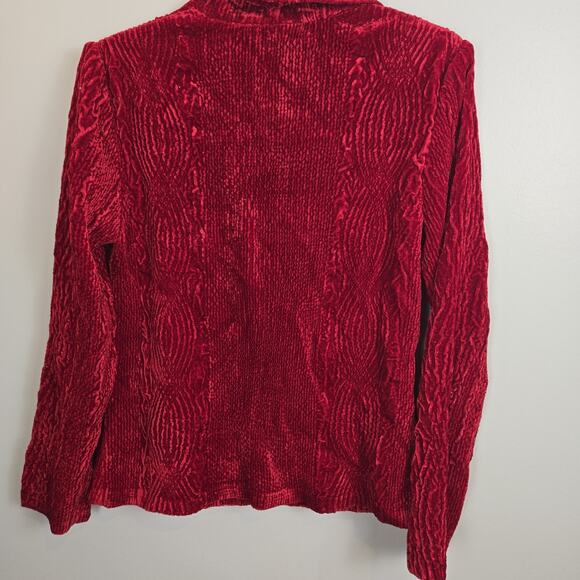 Sara Isabella Cocktail Blazer Women Small Red Crushed Velvet Cardigan - Picture 7 of 11